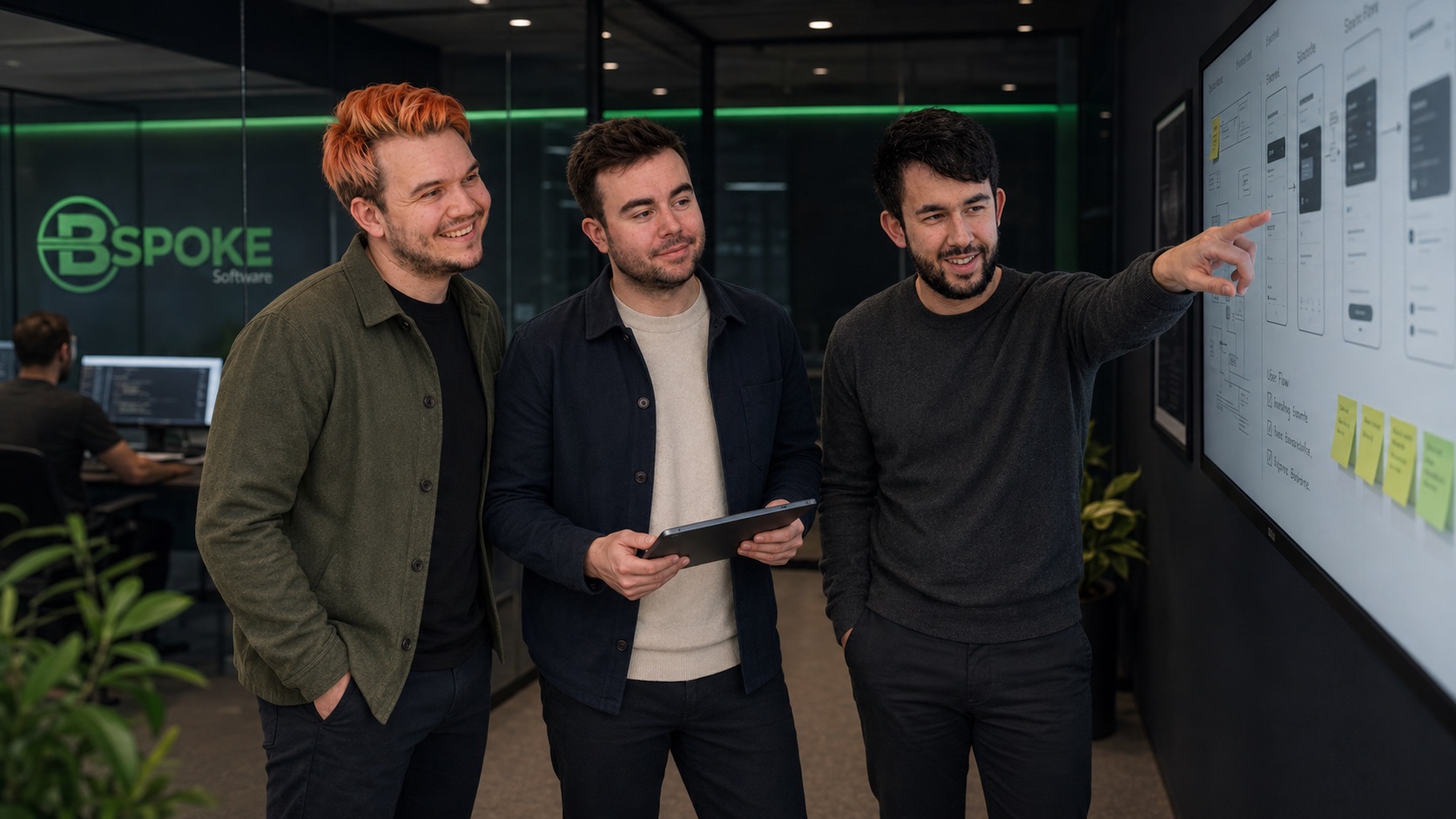 Team discussion at the project board